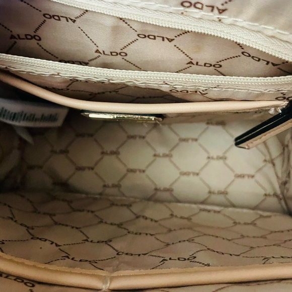 Aldo Pink and Cream Snakeskin(Faux) Crossbody With Elegant Gold Hardware - Picture 5 of 5